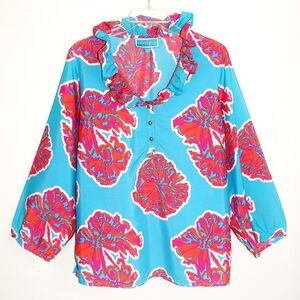 Southern Frock Coastal Ruffle Neckline Blouse